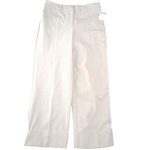 Rachel Zoe Womens Wide Leg Cuffed‎ Trousers Beige High Rise Pants Size 2